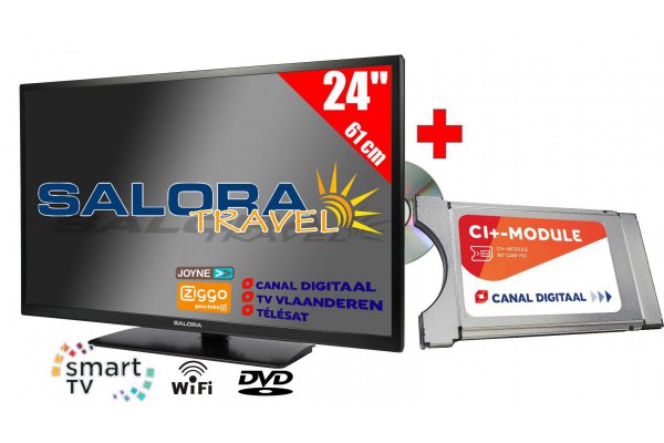 Salora 24" Travel TV 12/230 Volt Wifi + Canaldigitaal Cam701