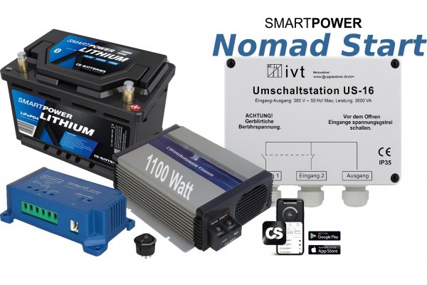 SmartPower Nomad Start – Lithium pakket 100Ah / Omvormer 1100W / installatie incl.