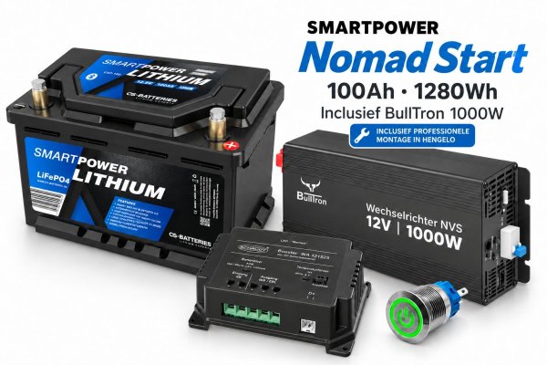 Smart Power Nomad Start Lithium pakket 100Ah / Omvormer 1000W / installatie incl.