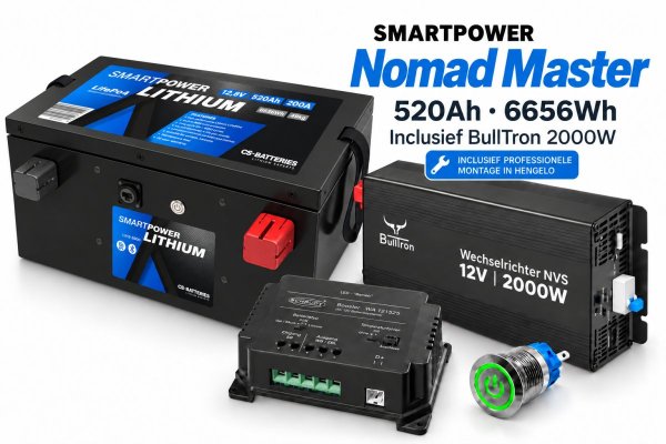 Smart Power Nomad Master Lithium pakket 520Ah / Omvormer 2000W / installatie incl.