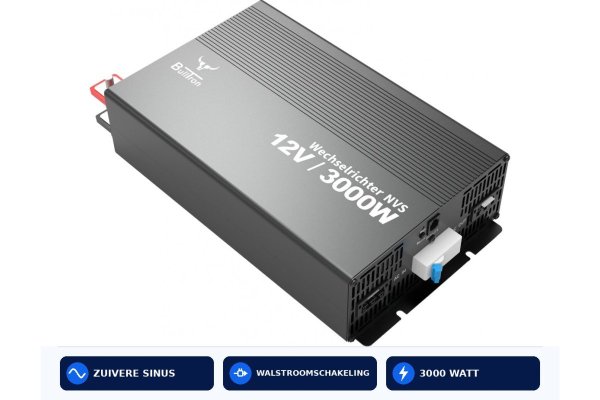 BullTron Omvormer 3000W-12V/230V Automaat + aan/uit schakel.