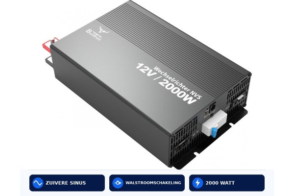 BullTron Omvormer 2000W-12V/230V Automaat + aan/uit schakel.