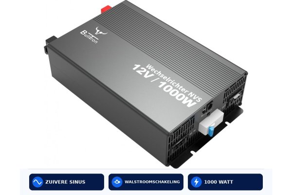 BullTron Omvormer 1000W-12V/230V Automaat + aan/uit schakel.