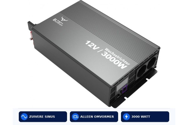 BullTron Omvormer 3000W-12V/230V  + aan/uit schakelaar