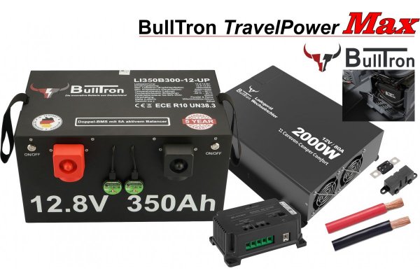BullTron TravelPower Max / Off-Grid 350Ah (Li) met 2000Watt Omvormer + 80A Lader