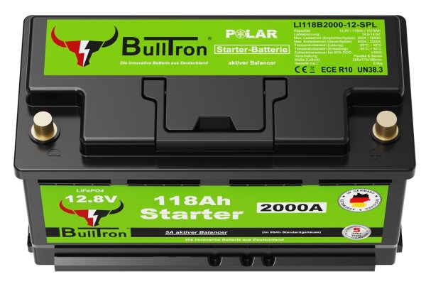 BullTron Polar Lithium Startaccu 118Ah 12,8V 2000A LN5 – inclusief montage