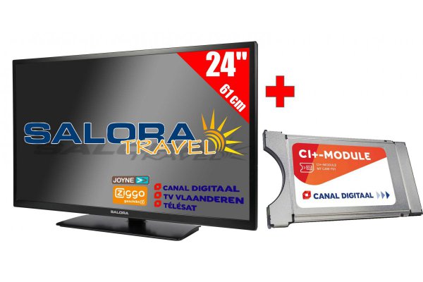 Salora 24" Travel TV 12/230 Volt + CanalDigitaal Cam701