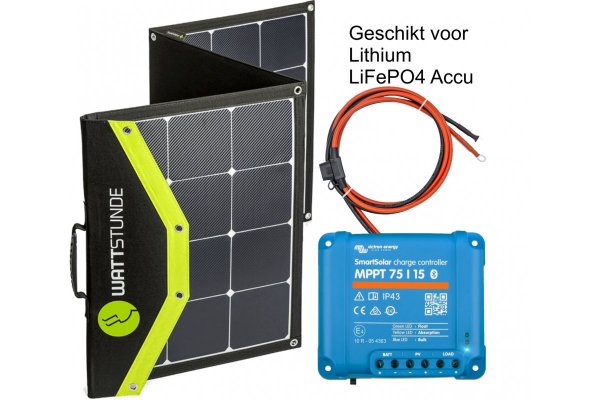 Wattstunde 140 watt klap zonnepaneel - Doe het zelf pakket inclusief aansluit set en AGM, Lood, Gel, Lithium LiFePO4 regelaar