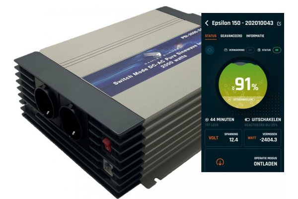 Omvormer 2000W PSI-2000-12 in: 12V DC uit: 230V AC sinus